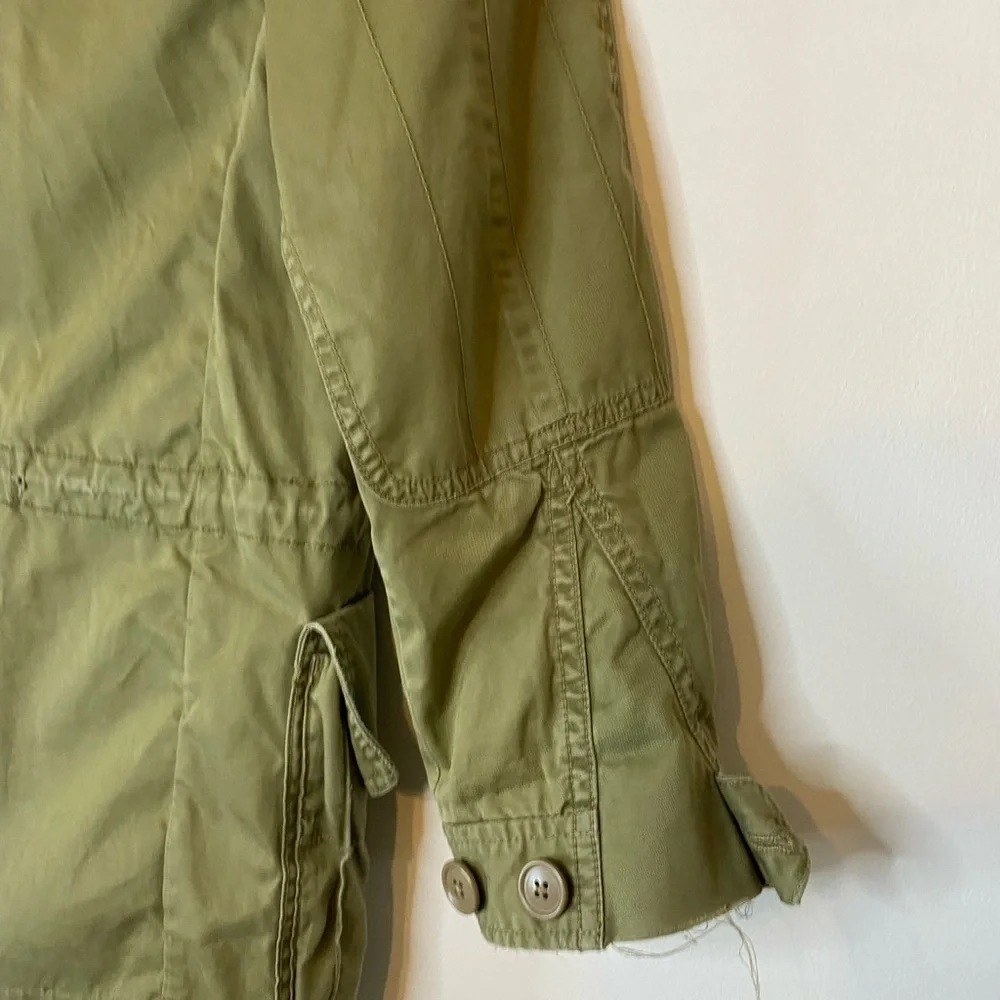 J Crew Classic Twill Chino Olive Green Military Style Jacket Punk Grunge Size 0 - Picture 7 of 15